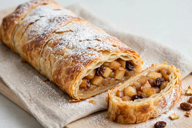 Apfelstrudel autrichien aux pommes et raisins