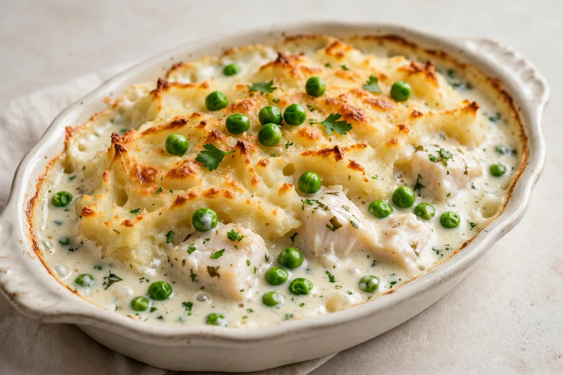 Gratin de poisson aux petits pois