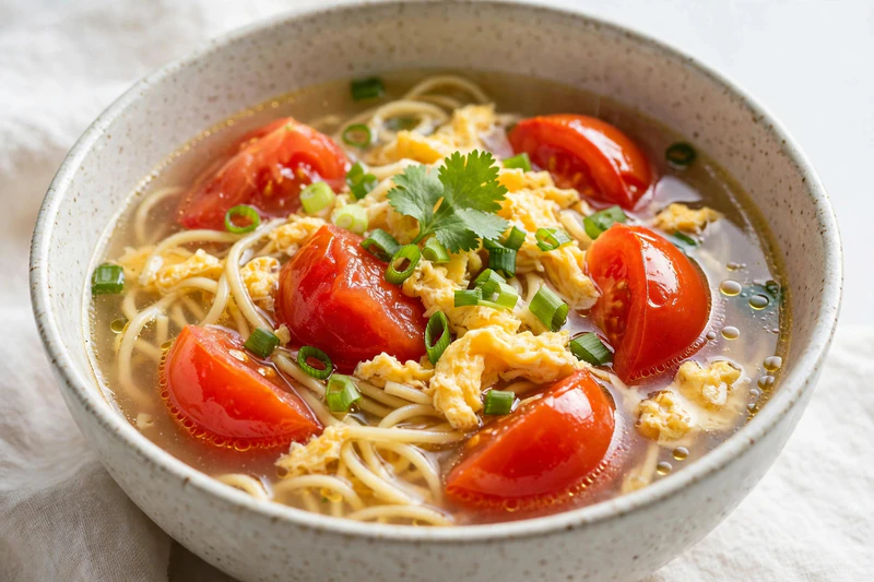 Nouilles chinoises aux tomates et œufs