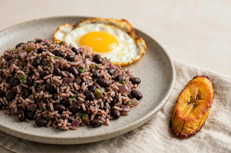 Gallo pinto costaricain aux haricots noirs