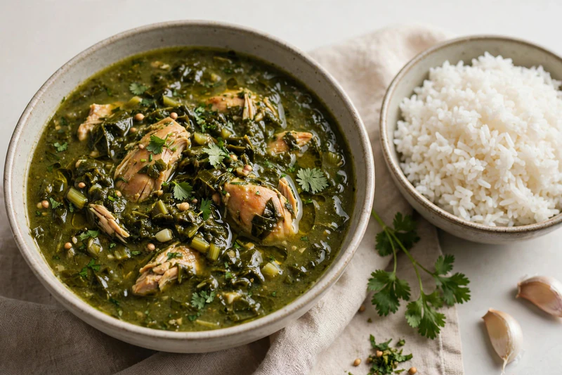 Molokhia égyptienne au poulet et coriandre