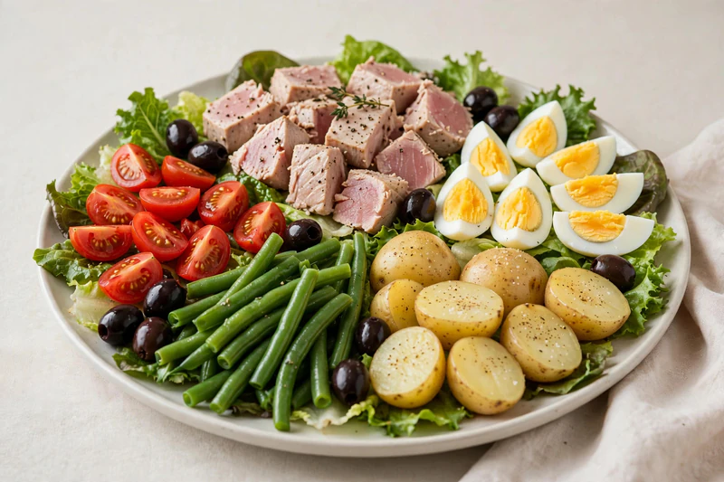 Salade niçoise au thon et haricots verts