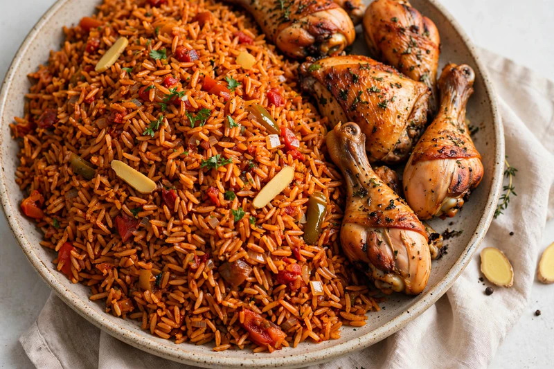 Jollof rice ghanéen à la tomate et au gingembre