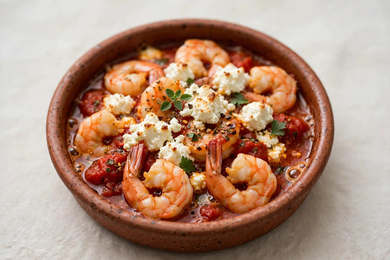 Crevettes saganaki grecques à la feta