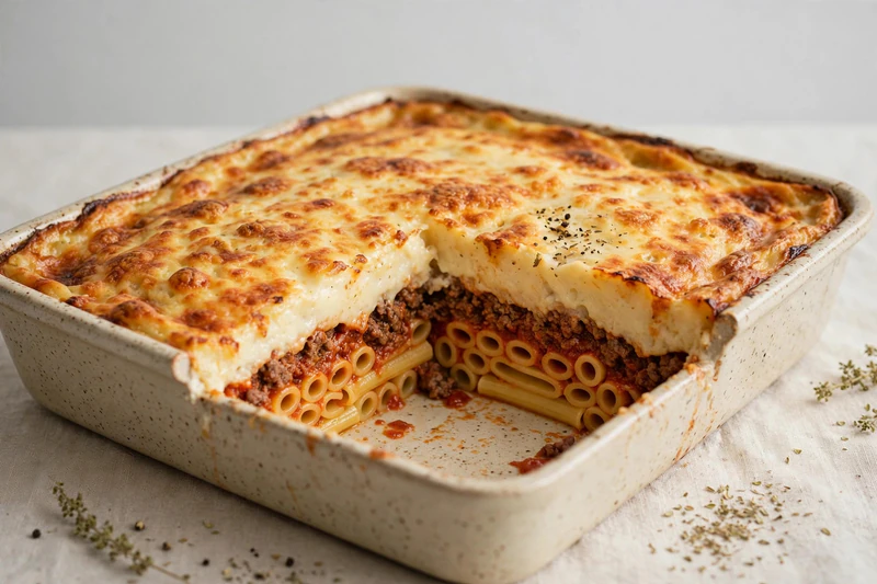 Pastitsio grec aux pâtes et bœuf