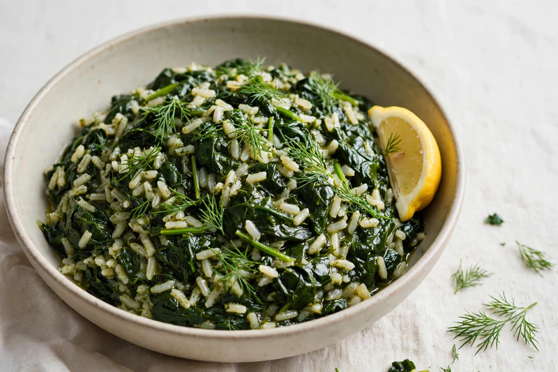 Spanakorizo grec au riz et aneth