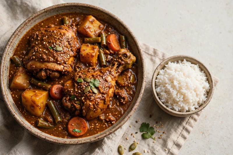 Pepián guatémaltèque au poulet et graines grillées