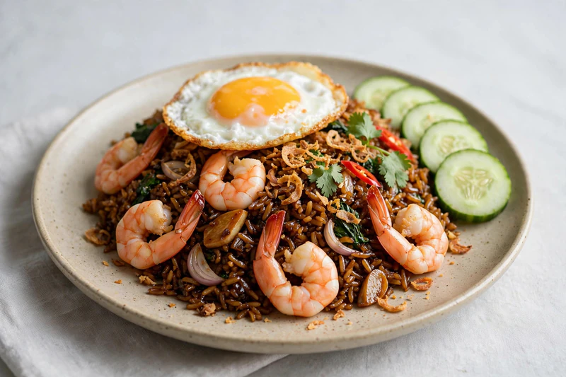 Nasi goreng indonésien aux crevettes