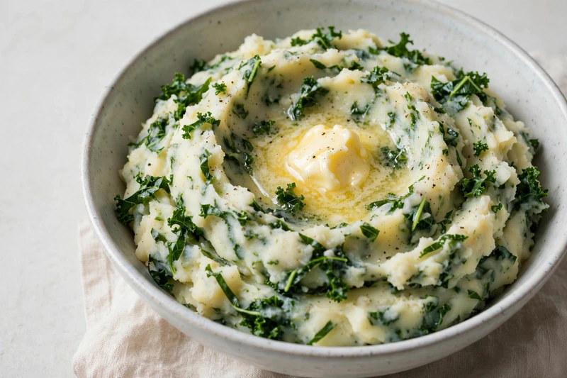 Colcannon irlandais aux pommes de terre et chou frisé
