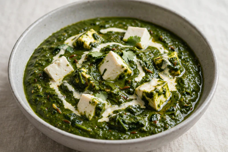 Palak paneer aux épinards et fromage indien