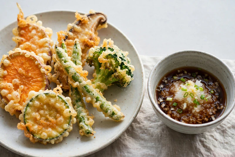 Tempura de légumes et trempette au kombu