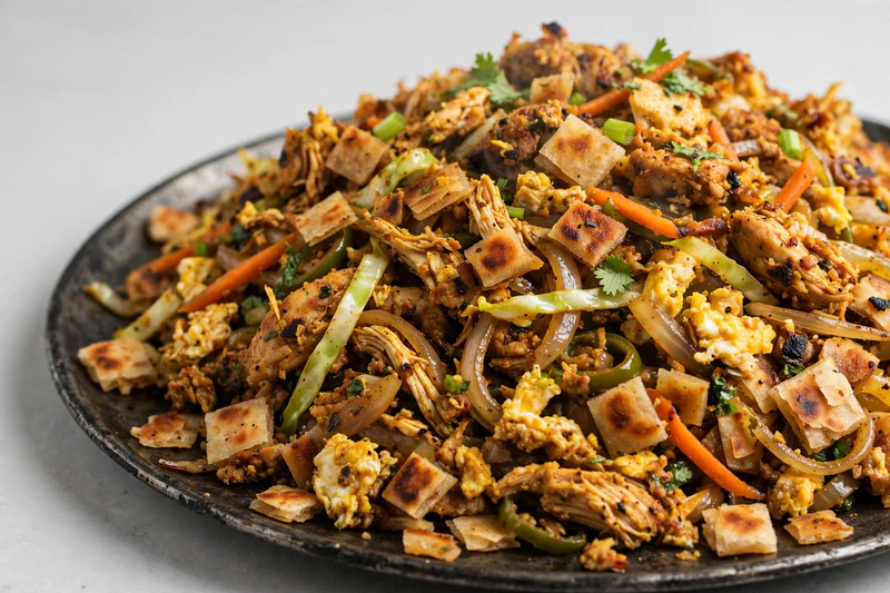 Kottu roti sri-lankais au poulet