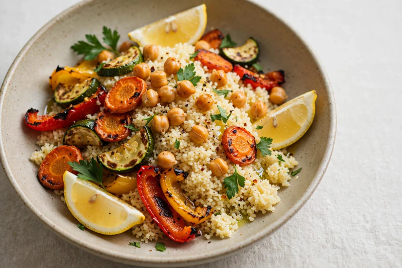 Couscous aux pois chiches et légumes rôtis