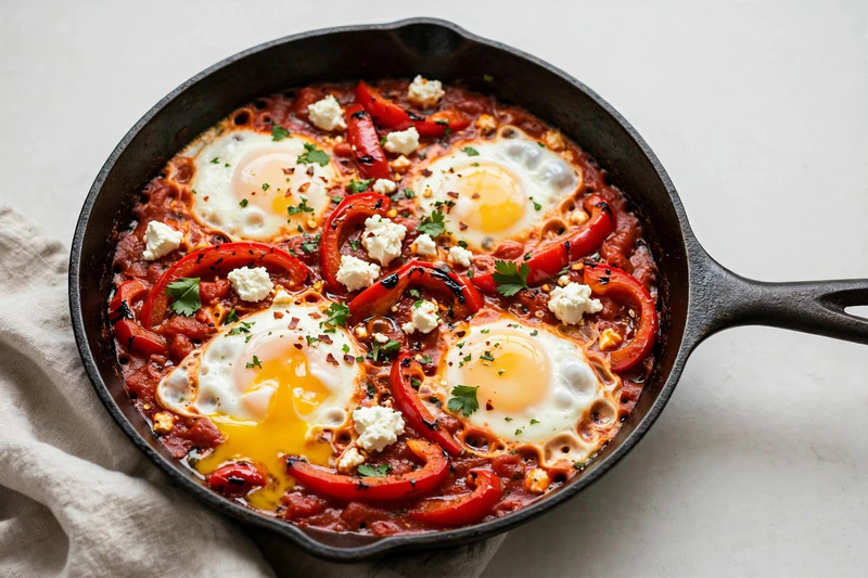 Shakshuka aux poivrons et feta