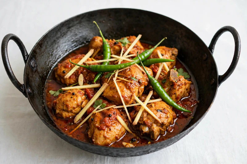 Poulet karahi pakistanais à la tomate