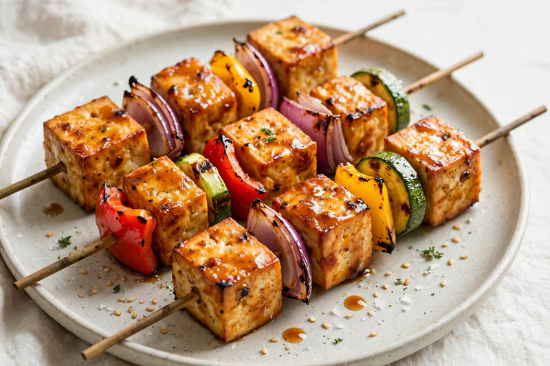 Brochettes de tofu et légumes à l'érable