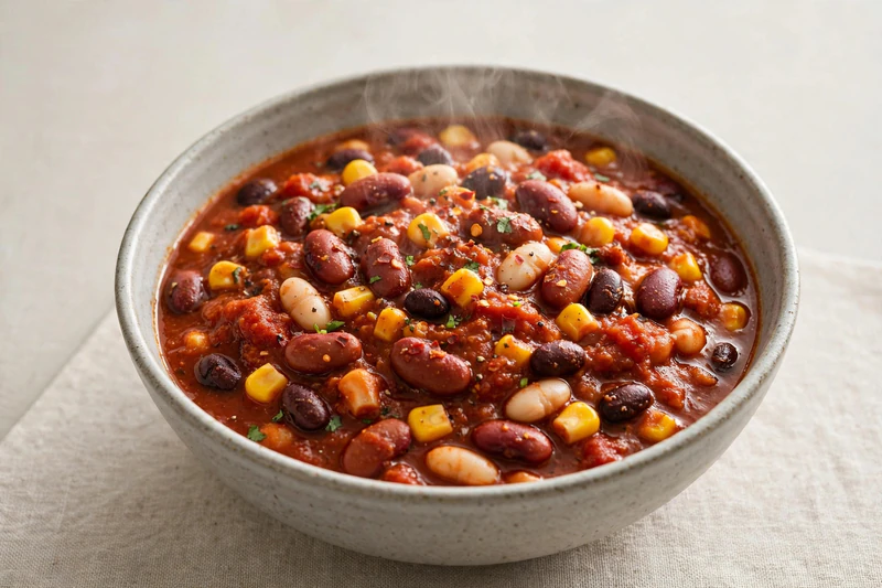 Chili aux trois haricots et au maïs