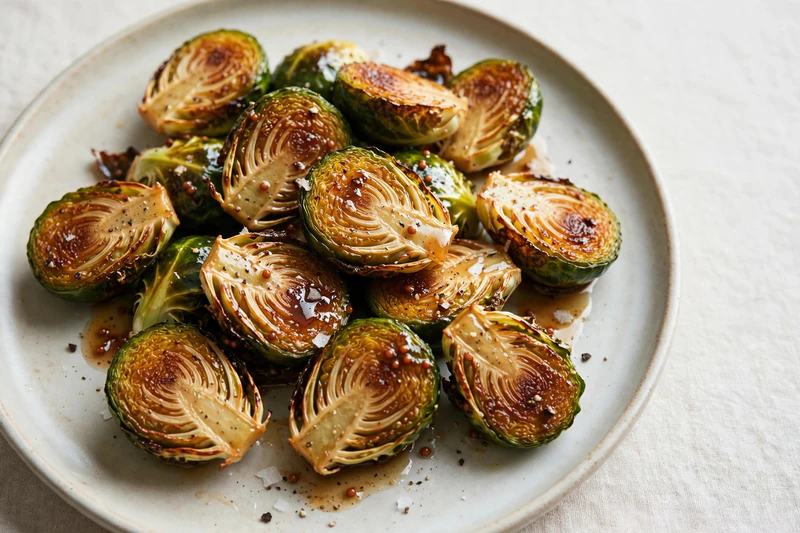 Choux de Bruxelles rôtis érable et moutarde