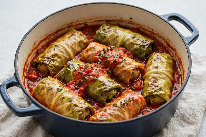 Cigares au chou à la sauce tomate