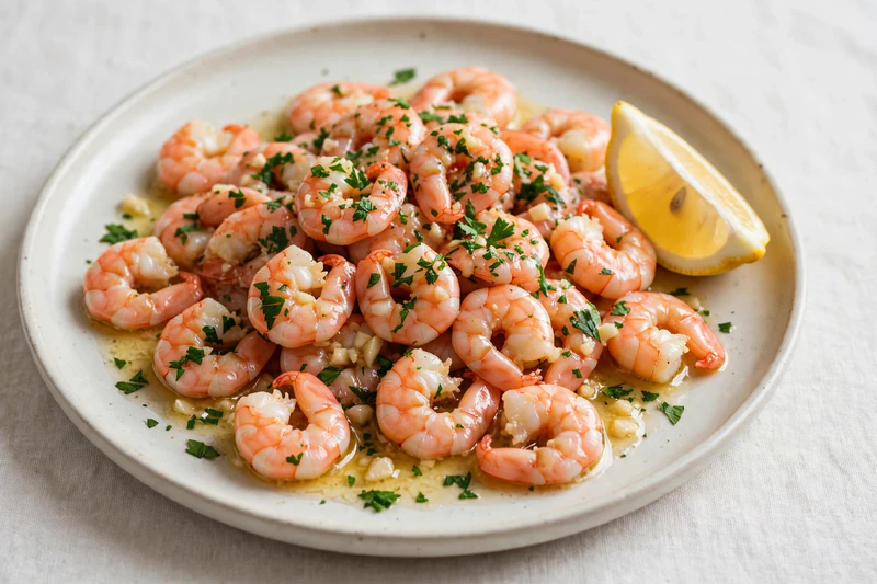 Crevettes nordiques sautées à l'ail et au citron