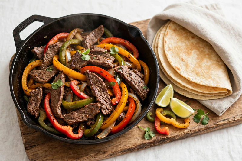 Fajitas au bœuf et aux poivrons