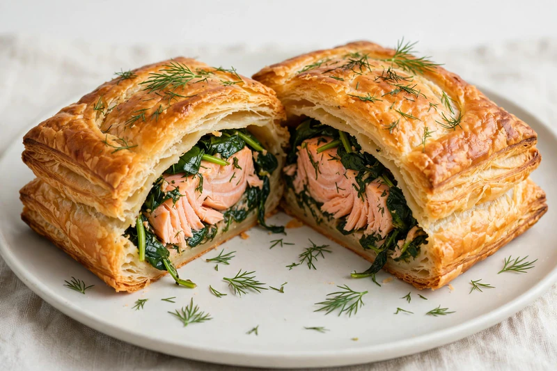 Feuilleté au saumon et aux épinards