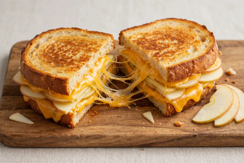 Sandwich fondant au cheddar fort et aux pommes
