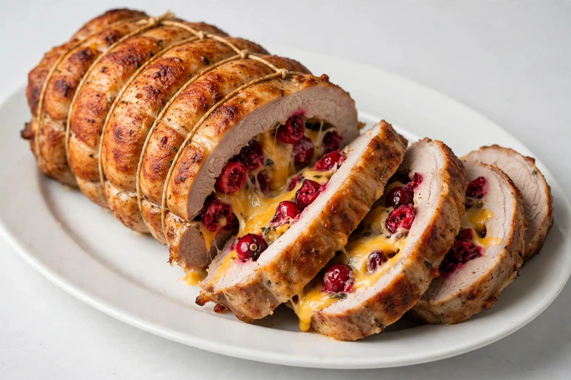 Longe de porc farcie aux canneberges et au cheddar