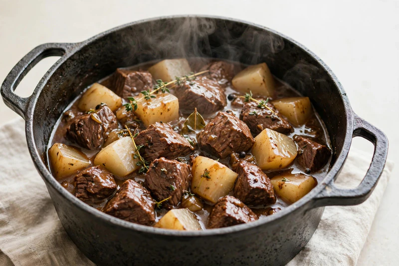 Mijoté de bœuf et navets à la bière