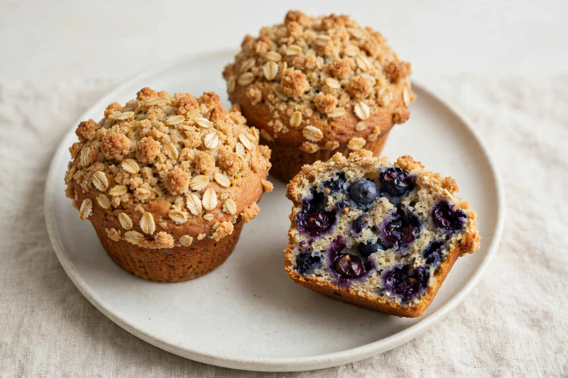 Muffins aux bleuets et crumble d'avoine