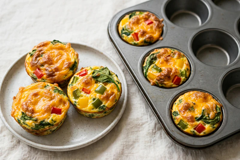 Muffins aux œufs et aux légumes à emporter