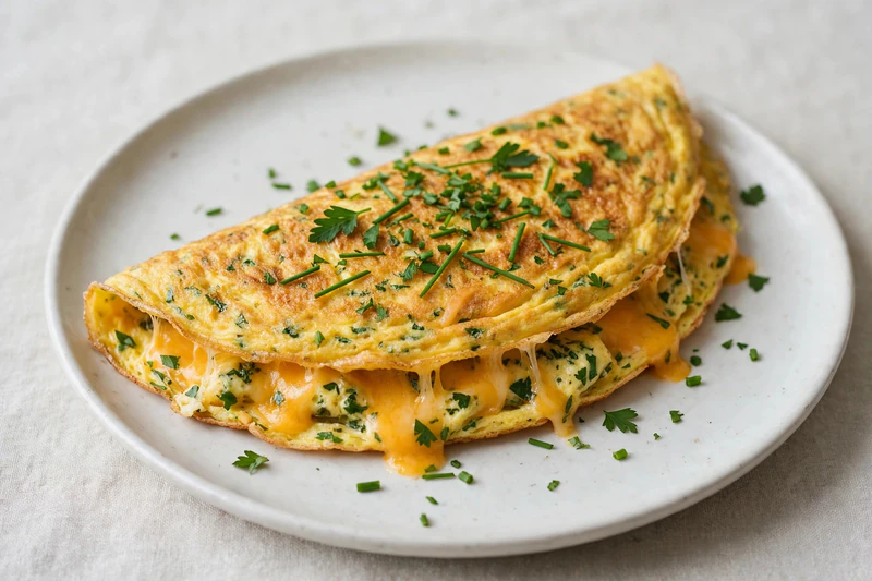 Omelette aux fines herbes et au cheddar
