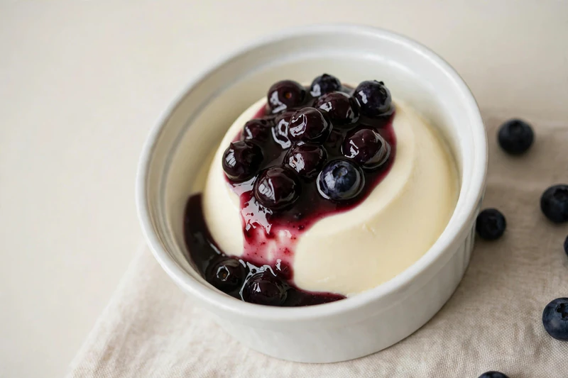 Panna cotta à l'érable et aux bleuets