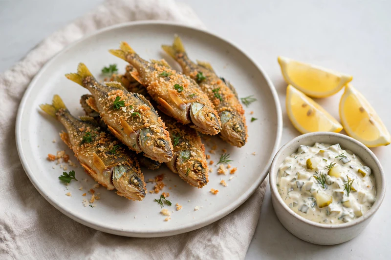 Perchaudes frites, sauce tartare