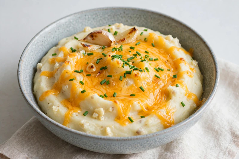Pommes de terre pilées à l'ail et au cheddar