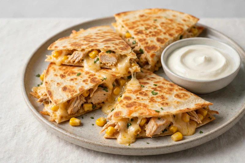 Quesadillas au poulet et au maïs
