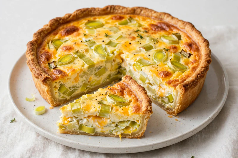 Quiche aux poireaux et au cheddar
