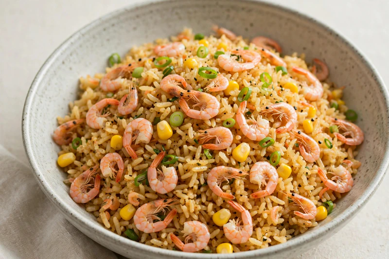 Riz aux crevettes nordiques et au maïs