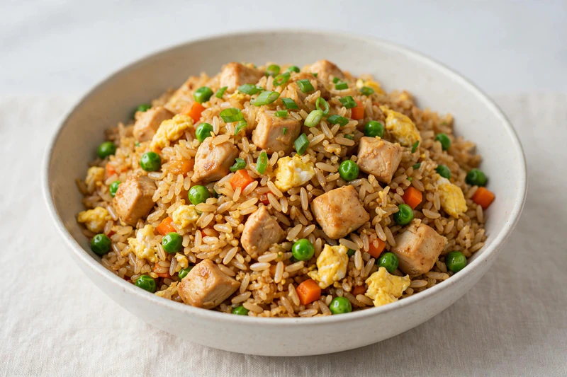Riz frit au poulet et aux légumes