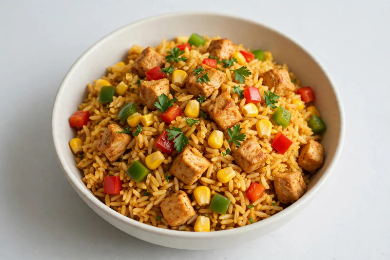 Riz au poulet et au maïs sucré