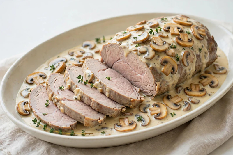 Rôti de veau aux champignons