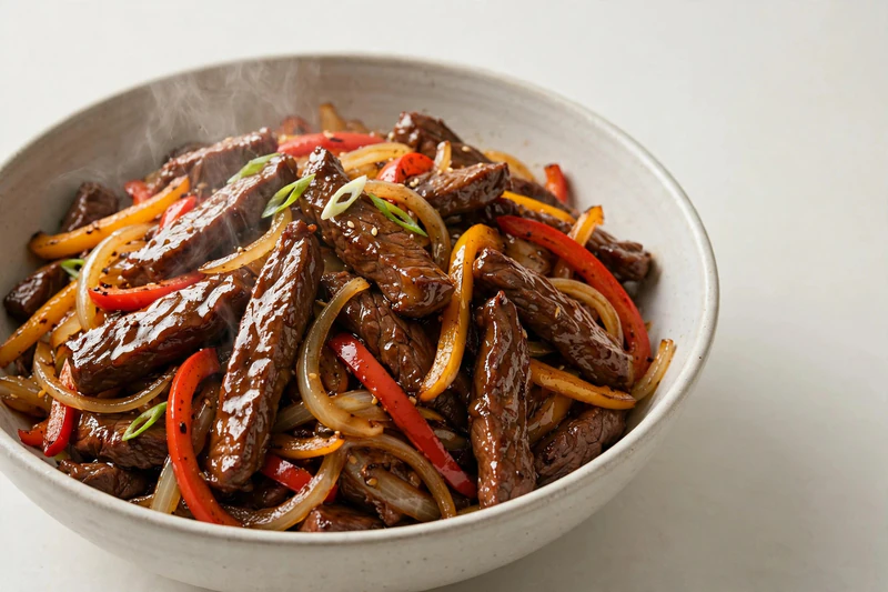 Sauté de bœuf à l'érable et aux poivrons