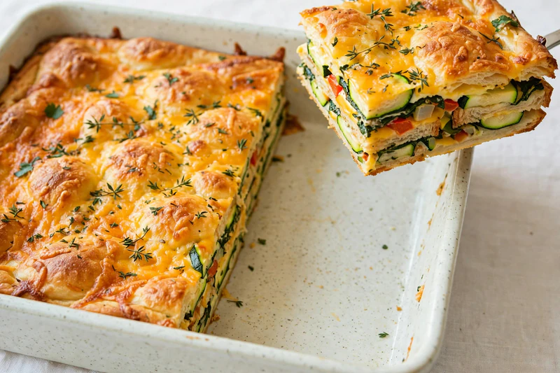 Strata aux légumes et au cheddar