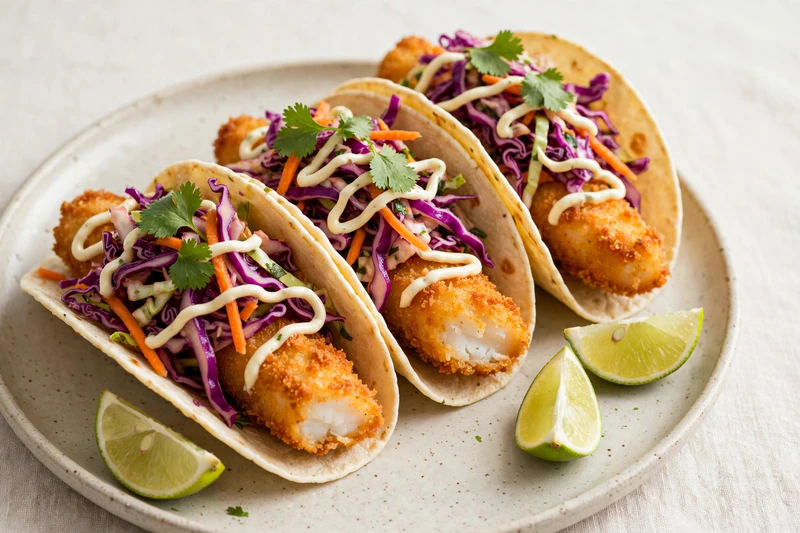 Tacos de morue croustillante et chou mariné