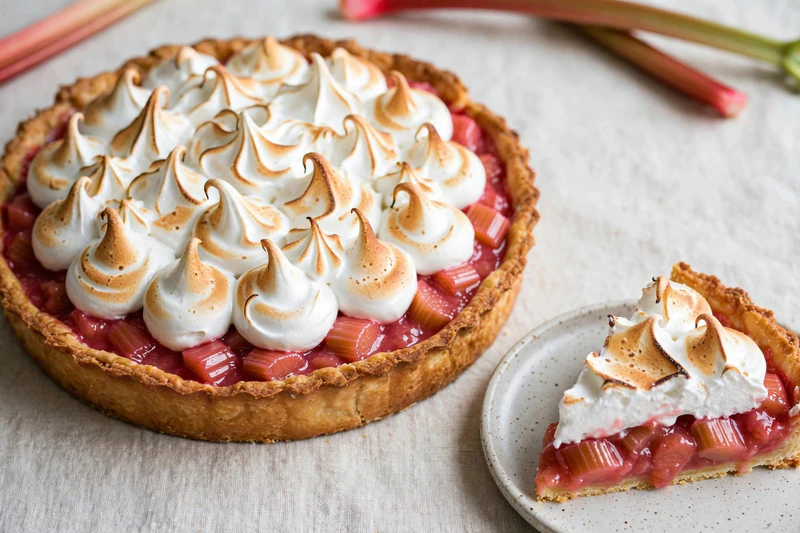 Tarte à la rhubarbe et meringue
