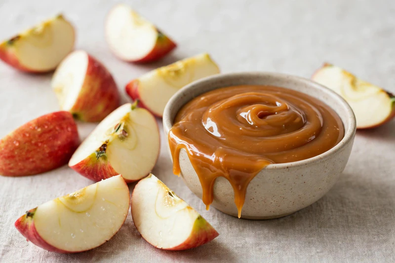 Trempette aux pommes et caramel à l'érable