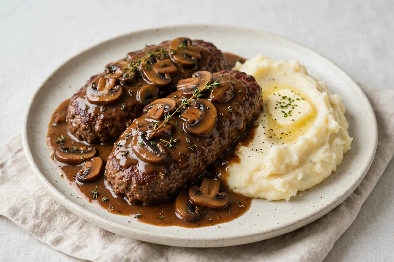 Steak Salisbury américain et sauce aux champignons